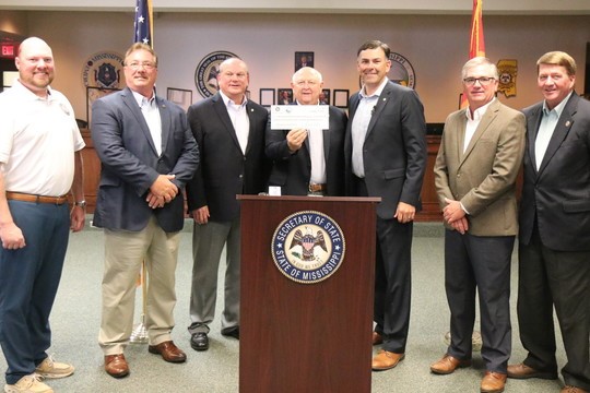 Watson presenting Tidelands trust fund check